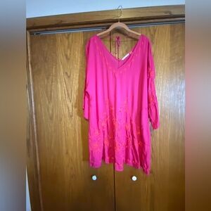 Soft Surroundings Fuchsia Floral Swim Coverup